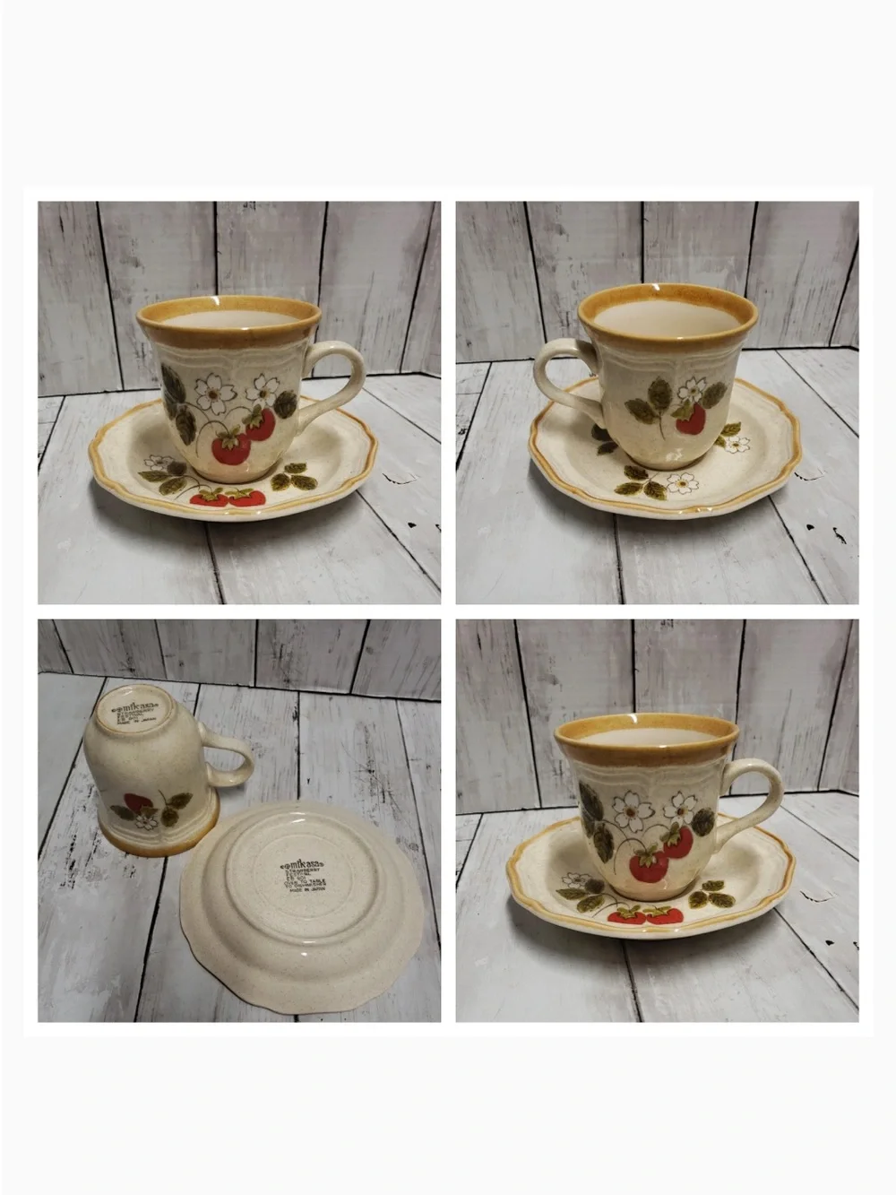 Mikasa Strawberry Festival 2 Cups & 2Saucers  EB 801 Made In Japan Vintage